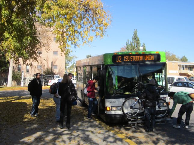 Bus at Idaho State University stop