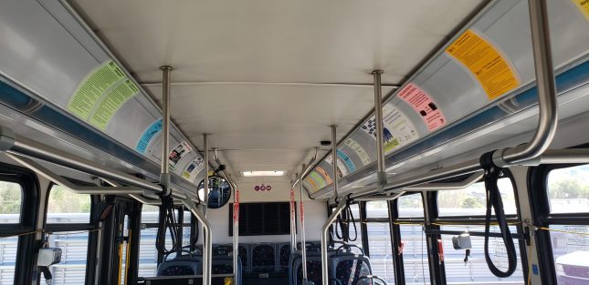 Advertisement flyers inside bus